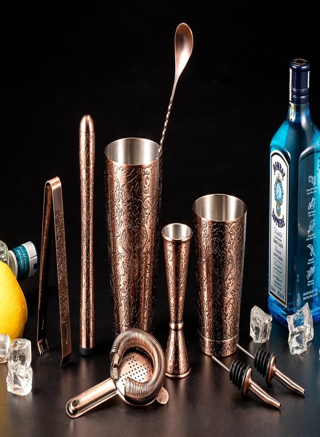 Skyfish Sky Fish 3D Etched 18-Piece Bartender Kit Stainless Steel Boston Cocktail Shaker Set Copper Plated Bartending Tools Suit for Bar Tools Set Mixology Enthusiasts, Professional Bartenders and Home Drink - Image 3